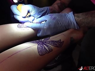 Katie Monroe Gets Tattooed And Dual Dicked Down