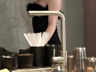 Lascivious Honey Entices A Bartender Into Plowing Her Puss